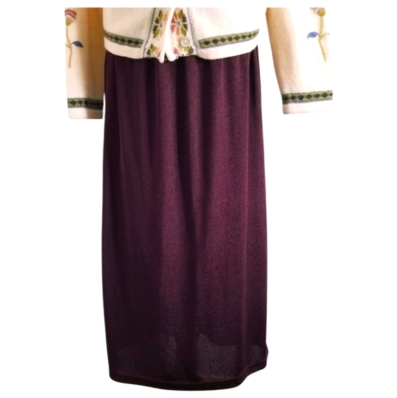 🇨🇦 Vintage 90s Maxi Purple Knit Skirt Size XL - Picture 3 of 7